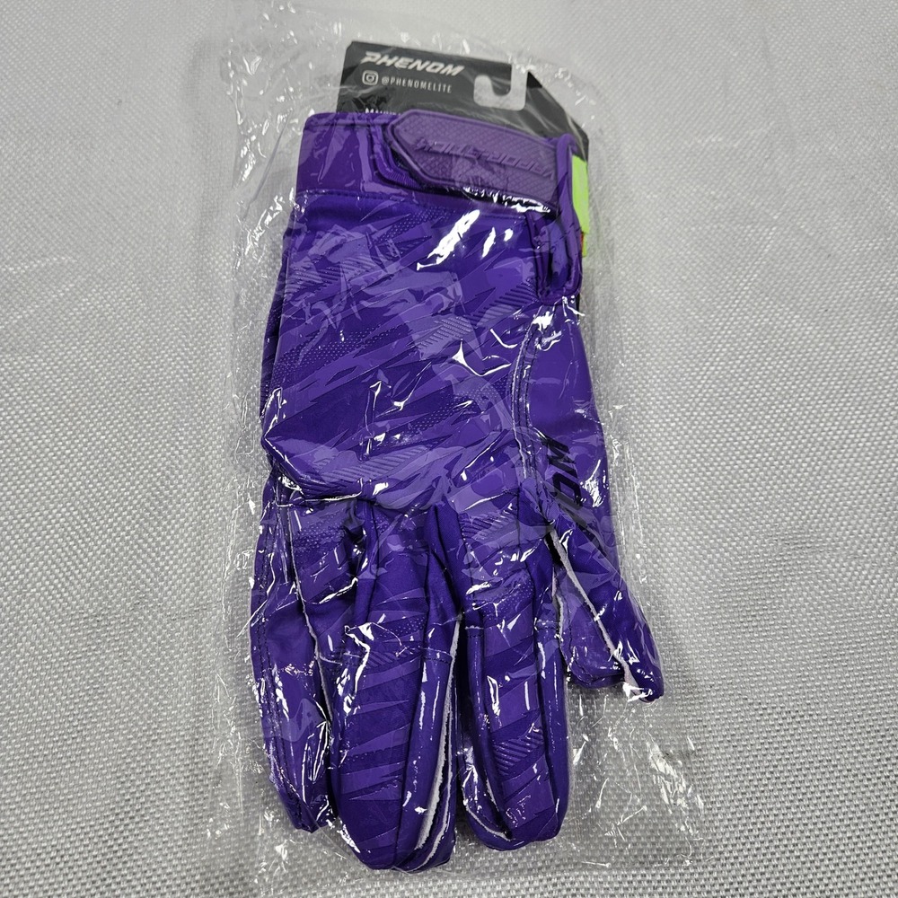 Phenom Elite Vapor-Stick Football Receiver Gloves Purple Mens 3L XXXL SFIA New - Picture 5 of 6